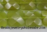 CKA287 15.5 inches 20*20mm faceted square Korean jade gemstone beads