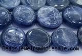 CKC816 15 inches 11mm - 12mm flat round blue kyanite beads