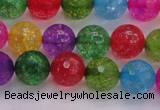 CKQ352 15.5 inches 10mm faceted round dyed crackle quartz beads