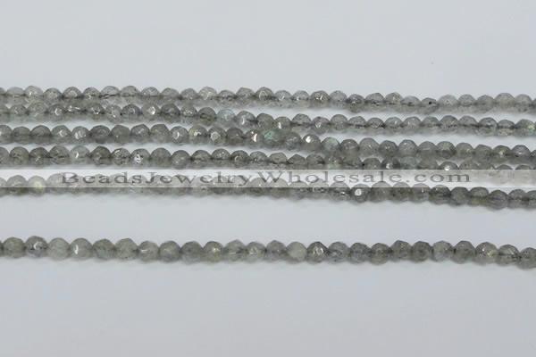 CLB510 15.5 inches 4mm faceted round labradorite gemstone beads