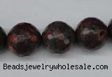 CLD106 15.5 inches 16mm faceted round leopard skin jasper beads