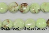 CLE49 15.5 inches 12mm flat round lemon turquoise beads wholesale