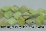 CLE67 15.5 inches 10*10mm faceted diamond lemon turquoise beads