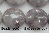 CLI57 15.5 inches 25mm flat round natural lilac jasper beads wholesale