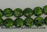 CLJ312 15.5 inches 12mm flat round dyed sesame jasper beads wholesale