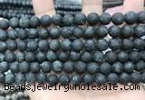 CLJ599 15 inches 8mm round matte sesame jasper beads