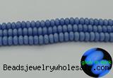 CLU122 15.5 inches 6*10mm rondelle blue luminous stone beads