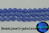 CLU173 15.5 inches 14mm flat round blue luminous stone beads