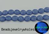 CLU175 15.5 inches 18mm flat round blue luminous stone beads