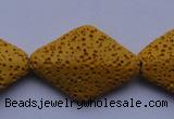 CLV20 15 inches 22*32mm rhombus yellow natural lava beads wholesale