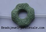CLV30 15.5 inches 32*32mm octagon green natural lava beads wholesale