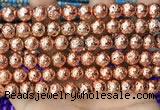 CLV532 15.5 inches 6mm round plated lava beads wholesale