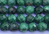 CMN453 15 inches 5mm faceted round malachite beads