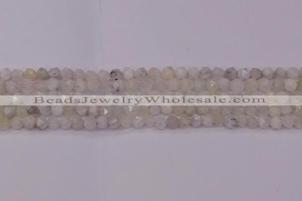 CMS1153 15.5 inches 6mm faceted nuggets white moonstone beads