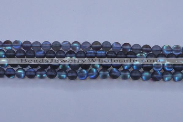 CMS1517 15.5 inches 8mm round matte synthetic moonstone beads