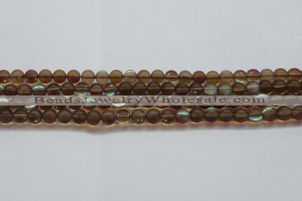 CMS1527 15.5 inches 8mm round matte synthetic moonstone beads