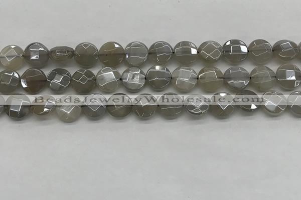 CMS1818 15.5 inches 10mm faceted coin AB-color moonstone beads
