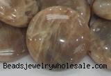 CMS25 15.5 inches 30mm flat round moonstone gemstone beads wholesale