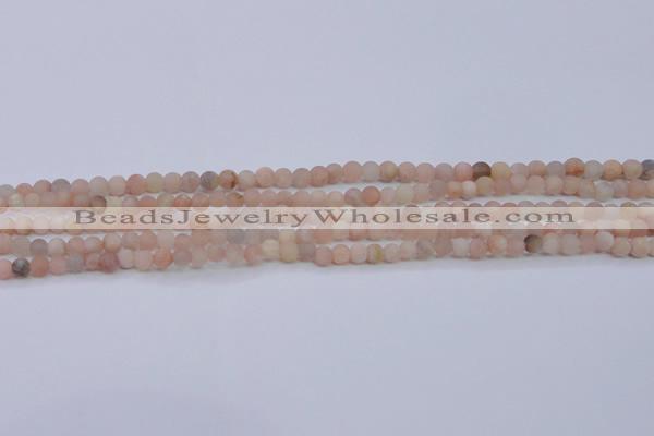 CMS600 15.5 inches 4mm round matte natural moonstone beads