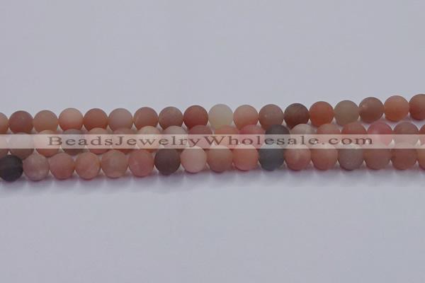 CMS613 15.5 inches 10mm round matte moonstone beads wholesale