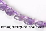 CNA21 8mm faceted triangle A- grade natural amethyst beads