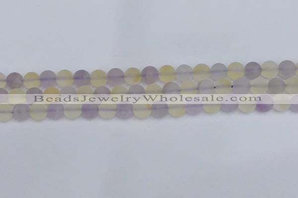 CNA742 15.5 inches 8mm round matte amethyst & citrine beads