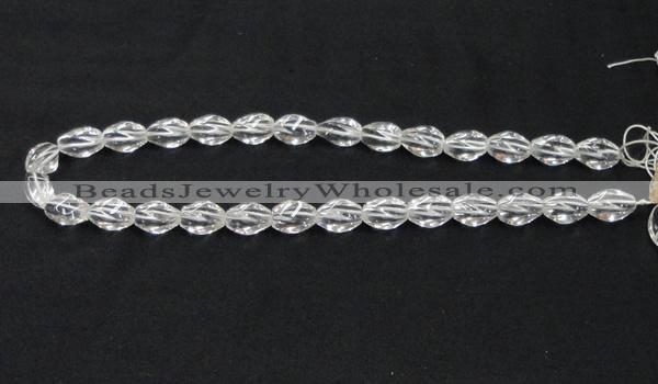 CNC19 8*12mm twisted rice grade AB natural white crystal beads