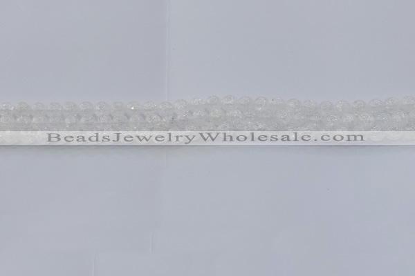 CNC550 15.5 inches 4mm round natural crackle white crystal beads