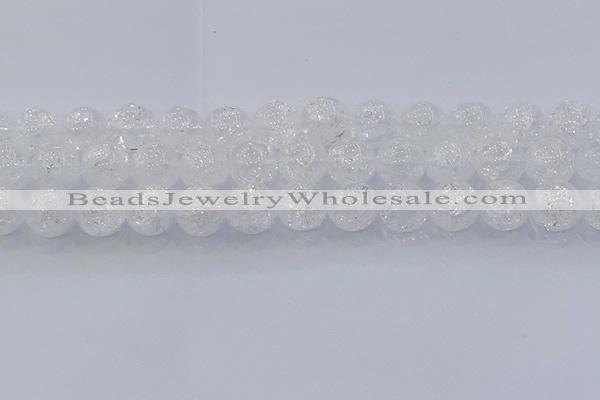 CNC555 15.5 inches 14mm round natural crackle white crystal beads