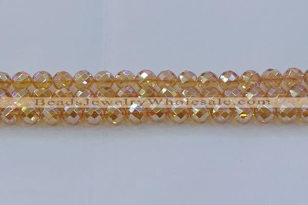 CNC622 15.5 inches 10mm faceted round plated natural white crystal beads