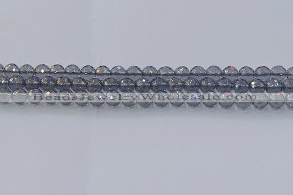 CNC639 15.5 inches 6mm faceted round plated natural white crystal beads