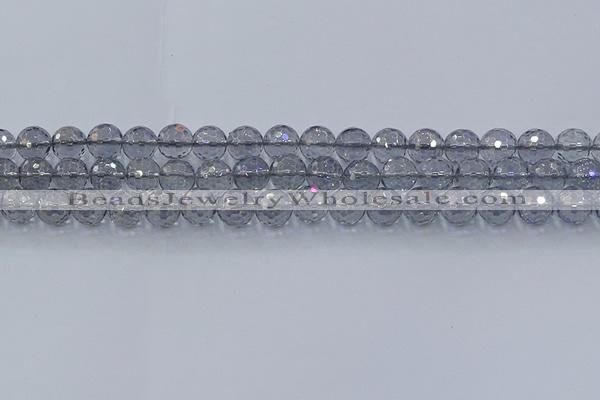 CNC640 15.5 inches 8mm faceted round plated natural white crystal beads