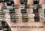 CNC830 10*14mm faceted rectangle white crystal & smoky quartz beads