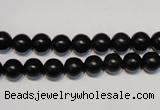 CNE02 15.5 inches 6mm round black stone needle beads wholesale