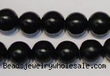 CNE07 15.5 inches 16mm round black stone needle beads wholesale