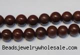 CNE09 15.5 inches 8mm round red stone needle beads wholesale