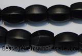 CNE16 15.5 inches 12*16mm drum black stone needle beads wholesale