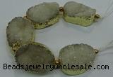 CNG2558 7.5 inches 25*35mm - 30*40mm freeform druzy agate beads