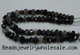 CNG2718 10*14mm - 13*18mm faceted nuggets black rabbit hair beads