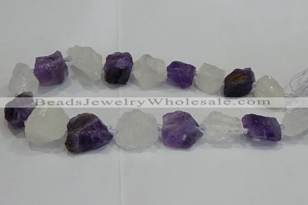 CNG3006 15*20mm - 22*30mm nuggets amethyst & white crystal beads