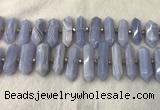 CNG3212 10*25mm - 12*45mm faceted nuggets blue lace agate beads