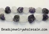 CNG3571 18*20mm - 25*30mm nuggets rough white crystal & amethyst beads CNG3571 18*20mm - 25*30mm nuggets rough white crystal & amethyst beads