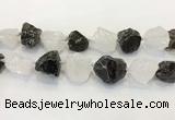 CNG3572 18*20mm - 25*30mm nuggets rough white crystal & smoky quartz beads CNG3572 18*20mm - 25*30mm nuggets rough white crystal & smoky quartz beads