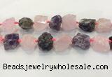 CNG3574 18*20mm - 25*30mm nuggets rough amethyst & rose quartz beads CNG3574 18*20mm - 25*30mm nuggets rough amethyst & rose quartz beads