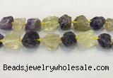 CNG3576 18*20mm - 25*30mm nuggets rough amethyst & lemon quartz beads CNG3576 18*20mm - 25*30mm nuggets rough amethyst & lemon quartz beads