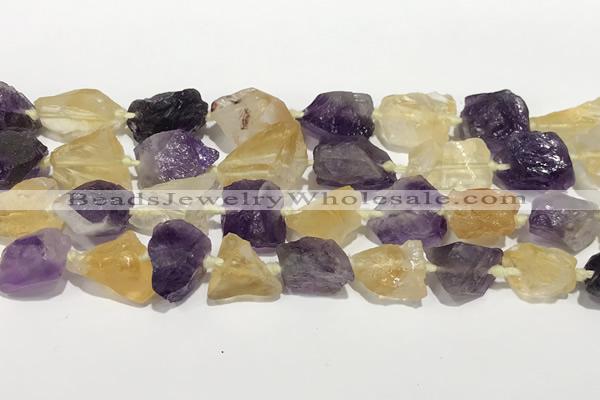 CNG3721 15.5 inches 12*14mm - 15*20mm nuggets rough amethyst & citrine beads