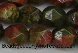 CNG6039 15.5 inches 12mm faceted nuggets unakite gemstone beads