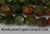 CNG6105 15.5 inches 8mm faceted nuggets unakite gemstone beads