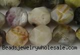 CNG6152 15.5 inches 10mm faceted nuggets silver needle agate beads