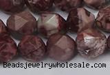 CNG6200 15.5 inches 10mm faceted nuggets red artistic jasper beads